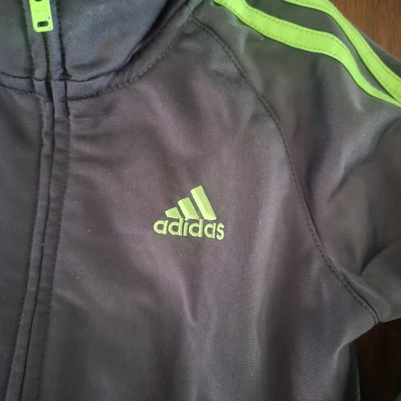 Kids Adidas Gray and Green Track Jacket - Picture 3 of 7